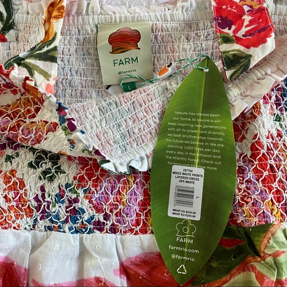 🥭 FARM Rio Mixed White Prints Layered Midi Dress - Picture 10 of 11